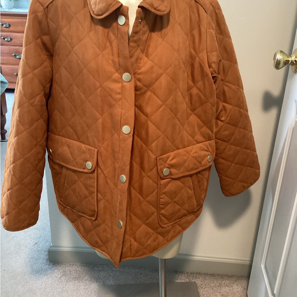 Saint John's Bay Active Quilted Utility Jacket in Rust